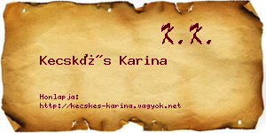 Kecskés Karina névjegykártya